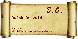 Dufek Oszvald névjegykártya